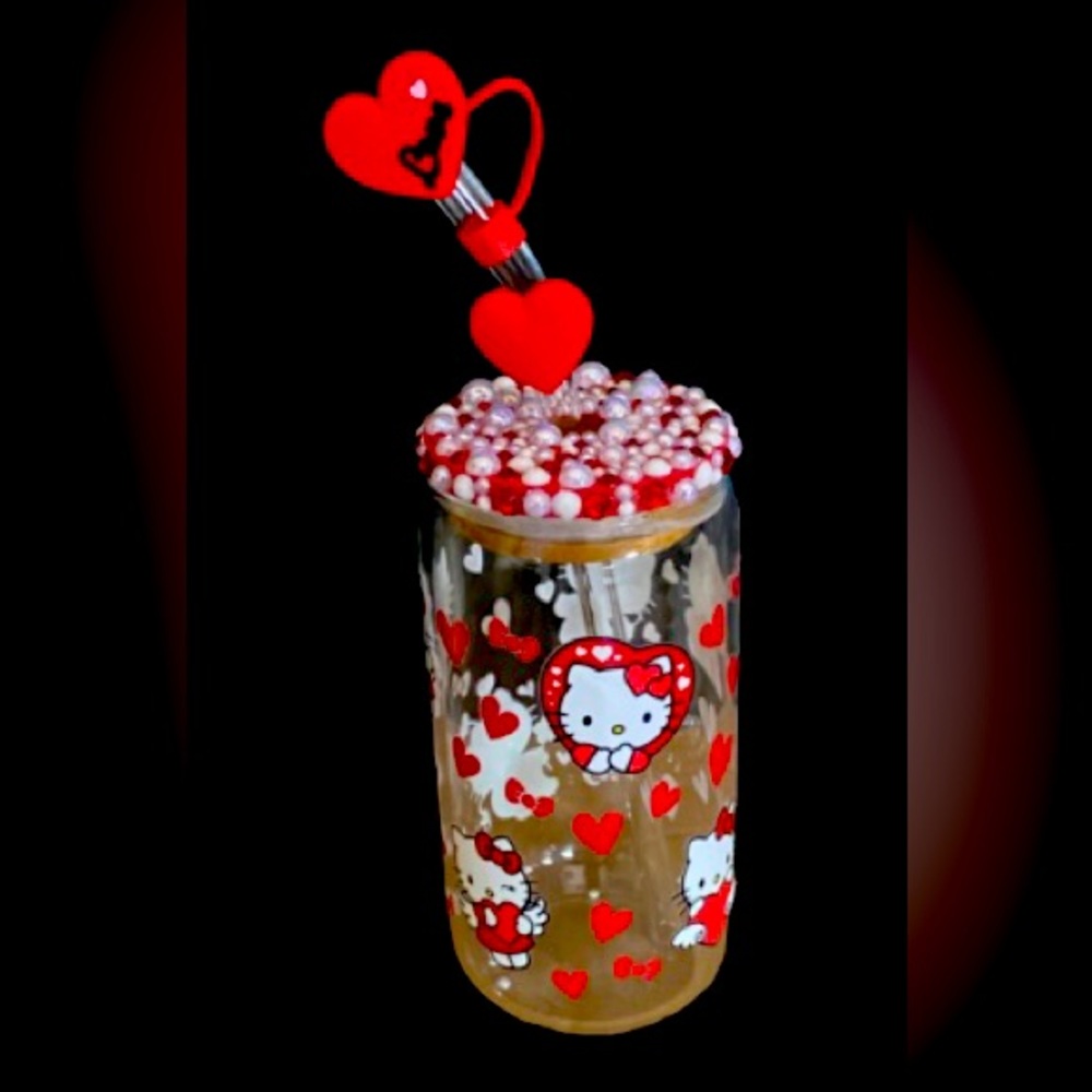 16 oz glass tumbler with lid and glass straw